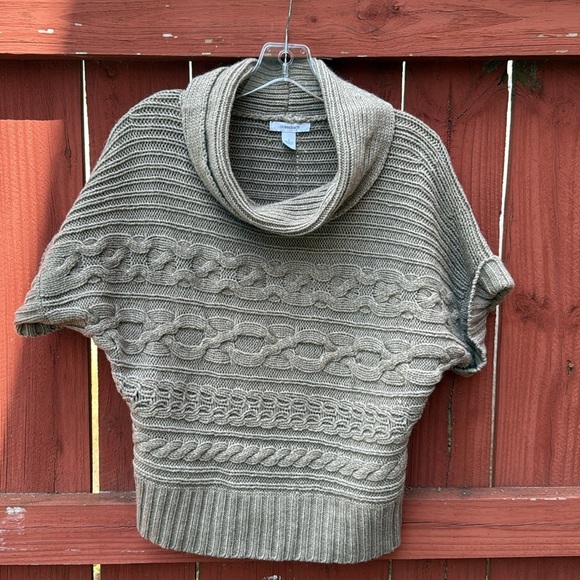 Sweater Tan Dressbarn turtleneck short sleeves winter size L - Picture 3 of 4